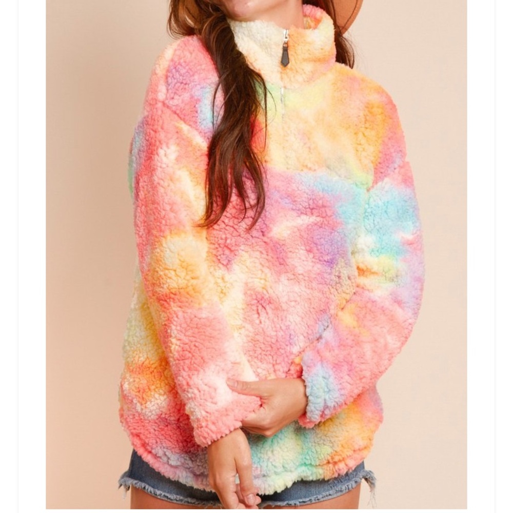 CLOSING SALE Neon Sherpa Half Zip L NWT